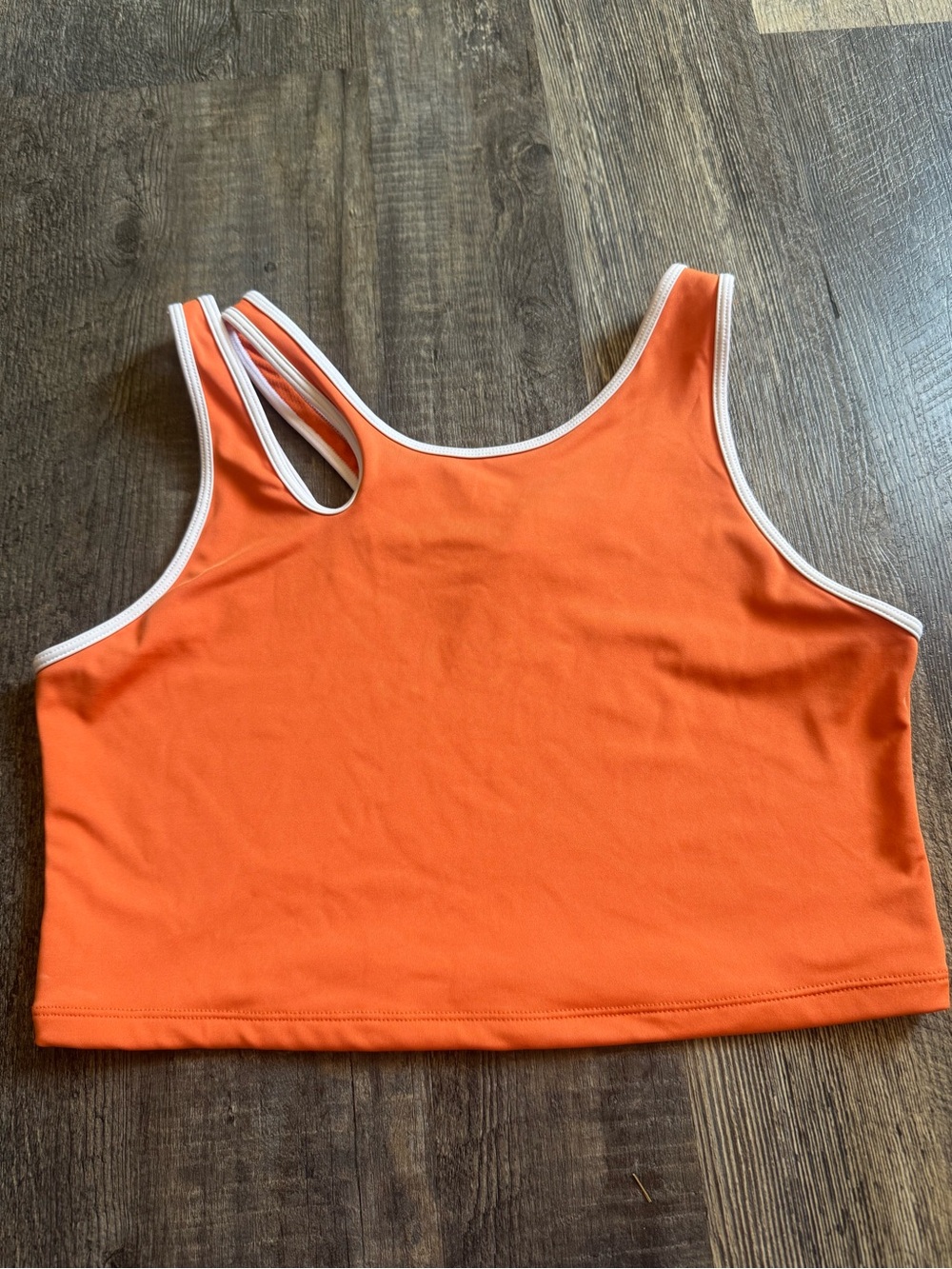 Women’s Orange Cropped Tank Top with Contrast Trim